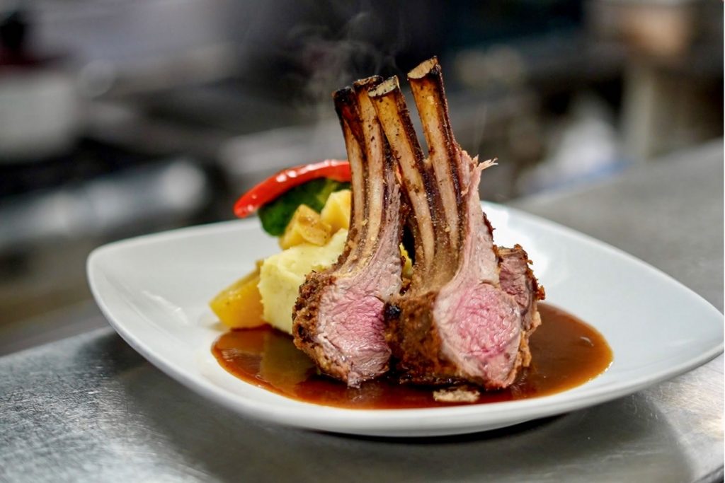 Herb Crusted Rack of Lamb served with a rosemary jus